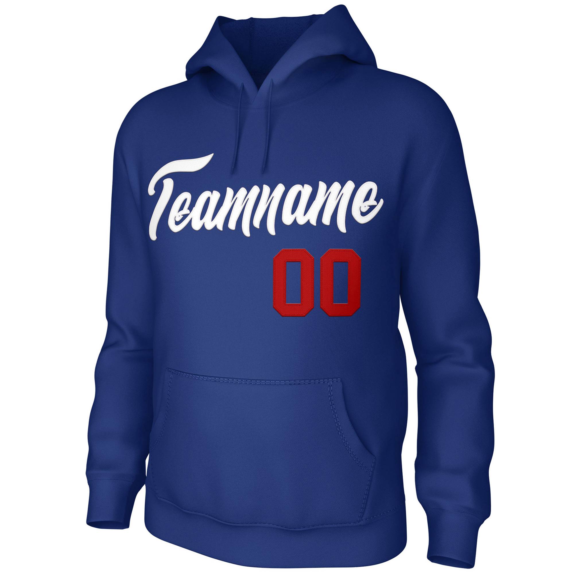 Custom Royal White Classic Style Personalized Uniform Pullover Hoodie| KXKSHOP