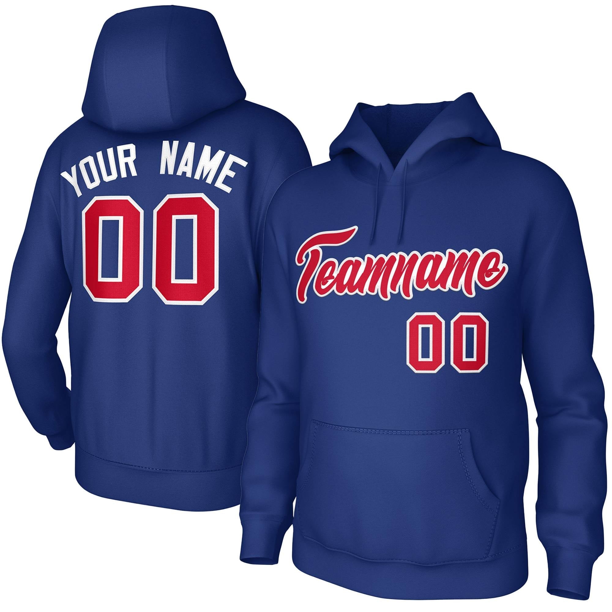 Custom Royal Red-White Classic Style Personalized Uniform Pullover Hoodie| KXKSHOP