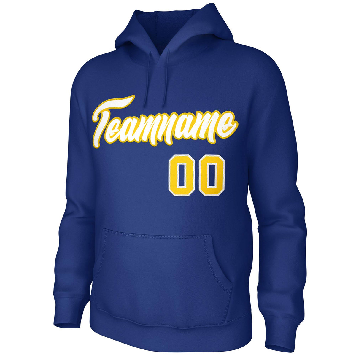 Custom Royal White-Yellow Classic Style Personalized Uniform Pullover Hoodie| KXKSHOP