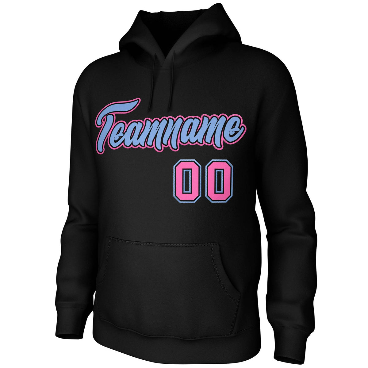 Custom Black-Light Blue-Pink Classic Style Personalized Uniform Pullover Hoodie| KXKSHOP