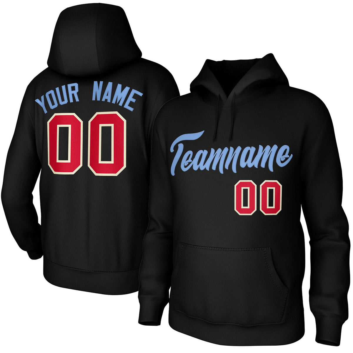 Custom Black-Light Blue Classic Style Personalized Uniform Pullover Hoodie| KXKSHOP