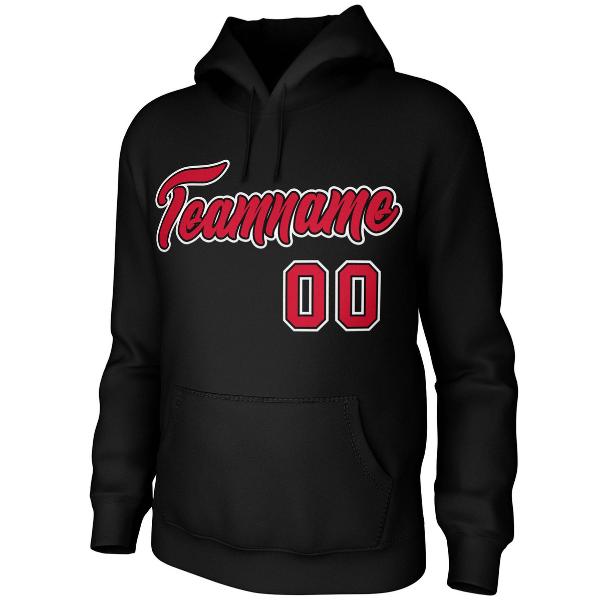 Custom Black Red-White Classic Style Personalized Uniform Pullover Hoodie| KXKSHOP