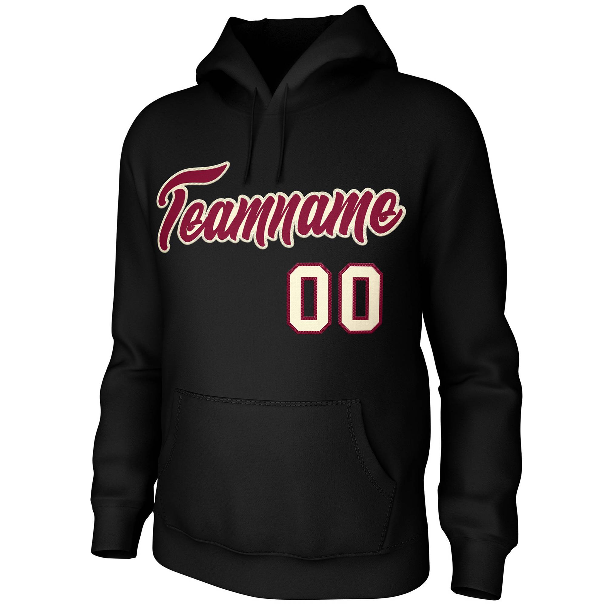 Custom Black Cardinal-Cream Classic Style Personalized Uniform Pullover Hoodie| KXKSHOP