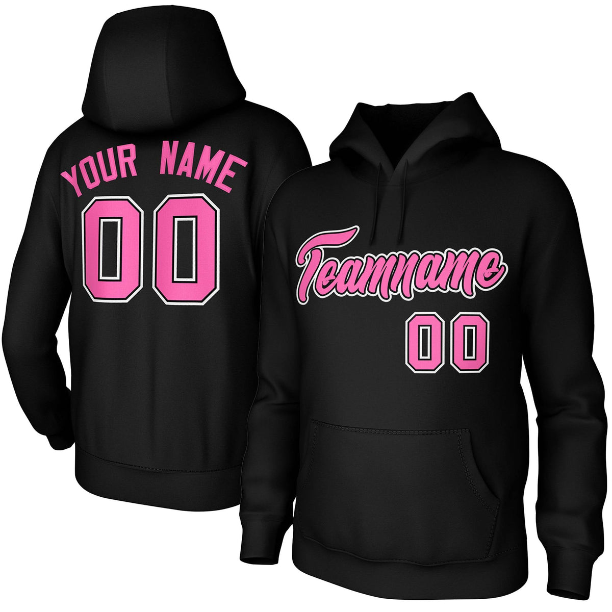Custom Black Pink-Black-White Classic Style Personalized Uniform Pullover Hoodie| KXKSHOP