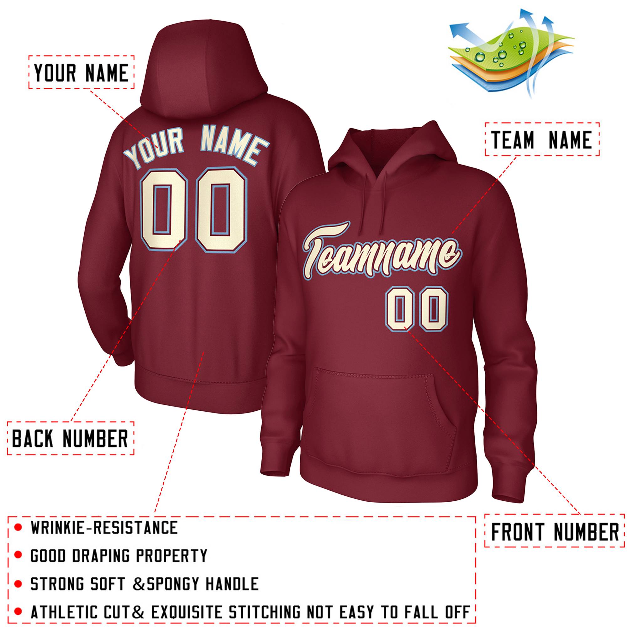 Custom Cardinal Cream-Cardinal Classic Style Personalized Uniform Pullover Hoodie| KXKSHOP