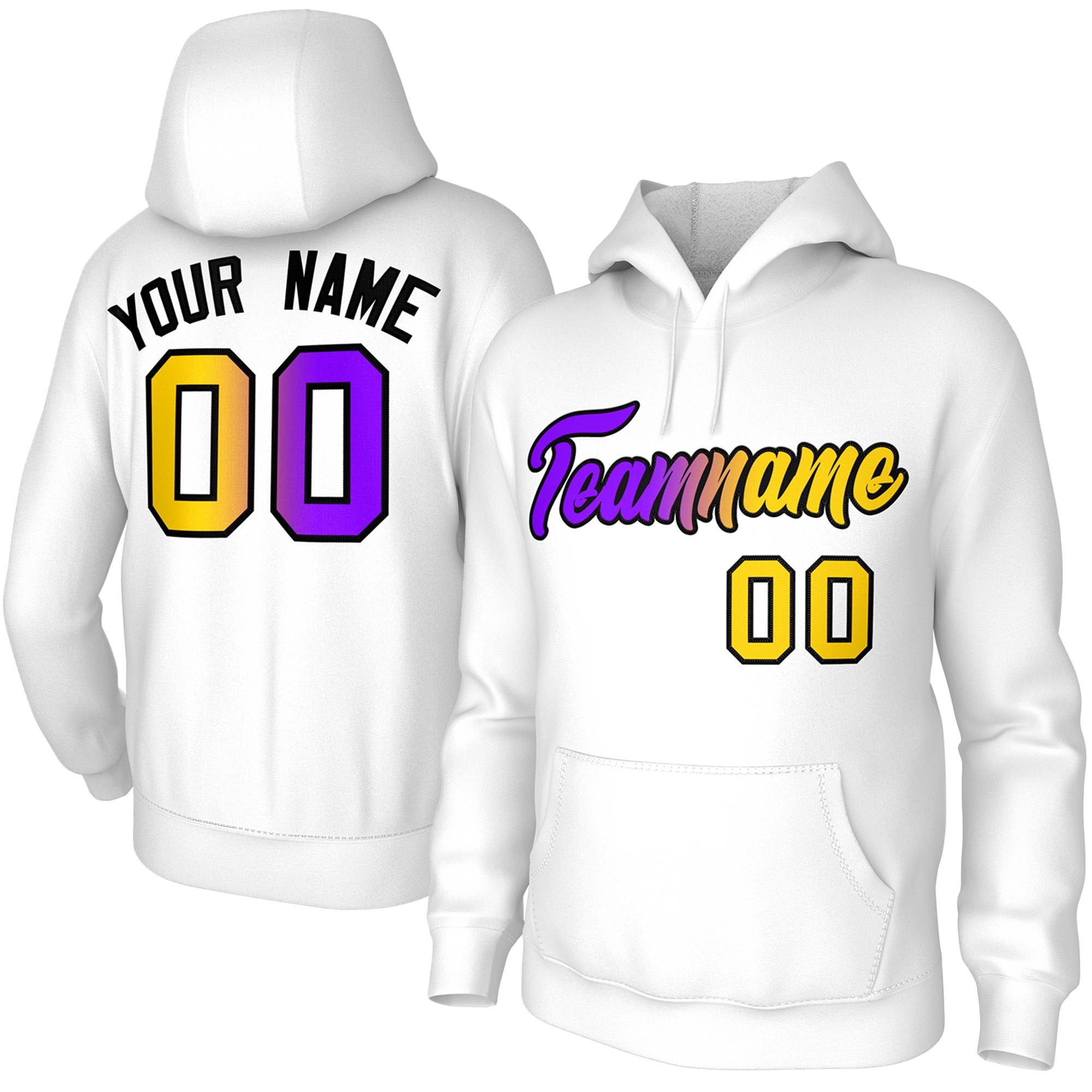 Custom White Purple-Black Gradient Fashion Pullover Sweatshirt Hoodie| KXKSHOP