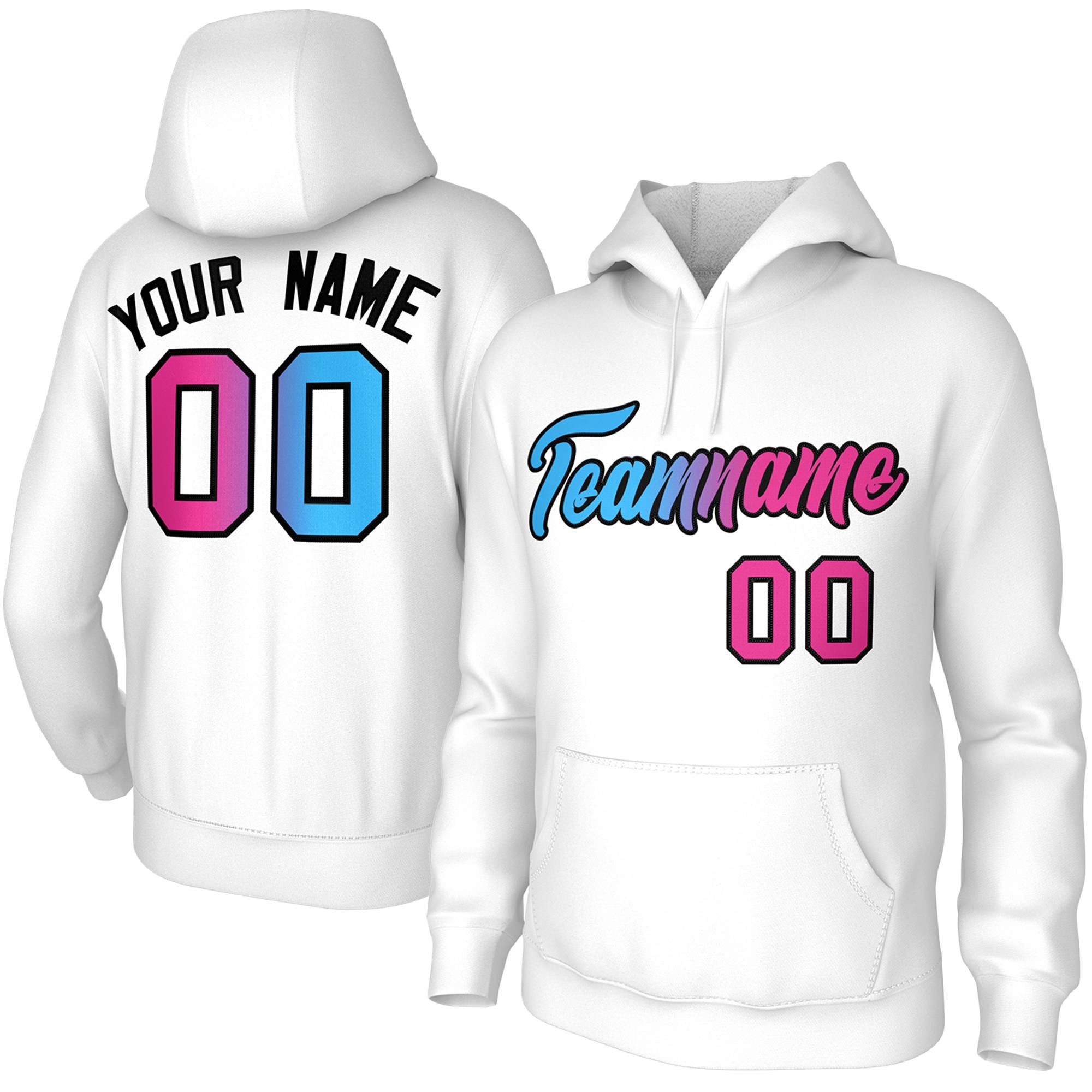 Custom White Pink-Black Gradient Fashion Pullover Sweatshirt Hoodie| KXKSHOP