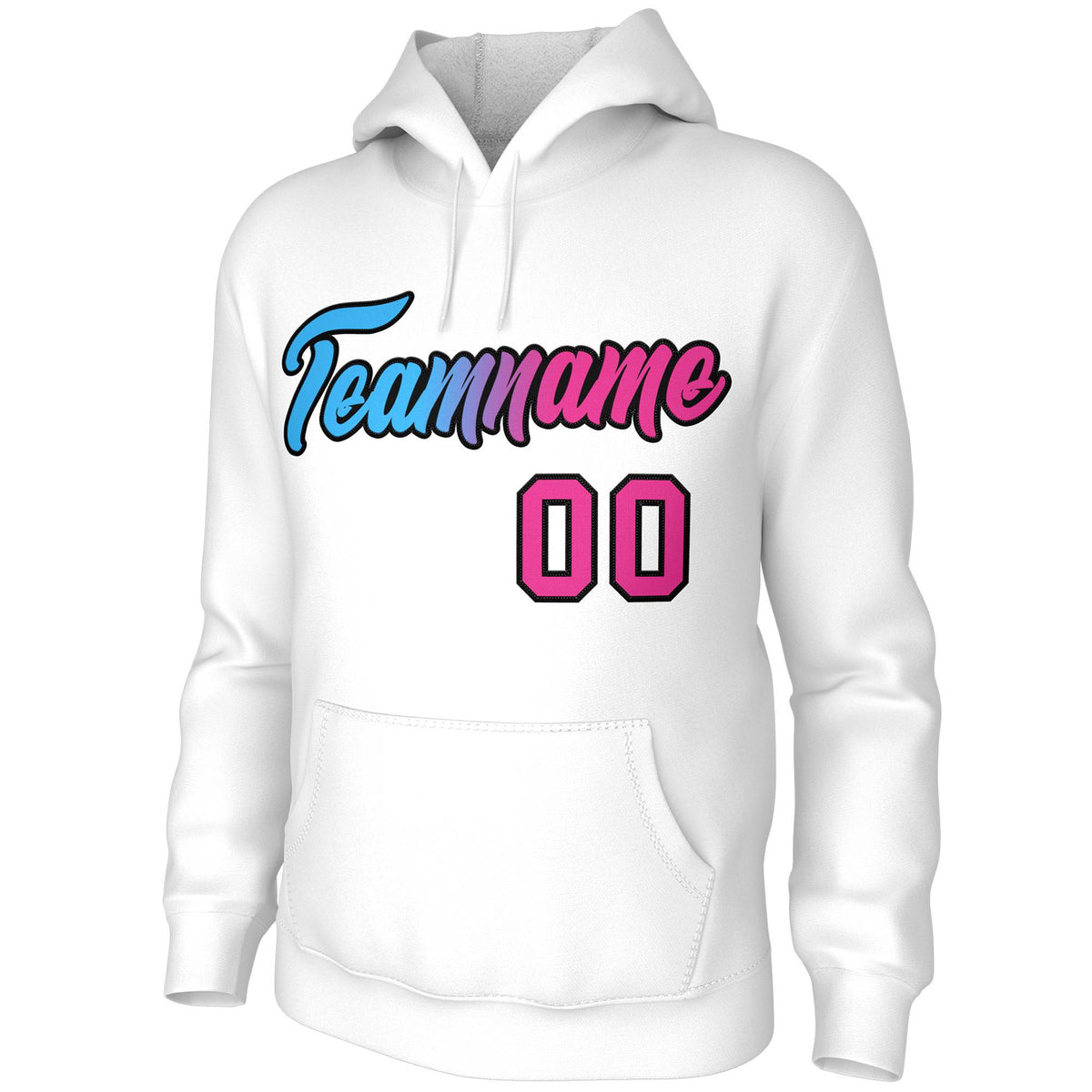 Custom White Pink-Black Gradient Fashion Pullover Sweatshirt Hoodie| KXKSHOP