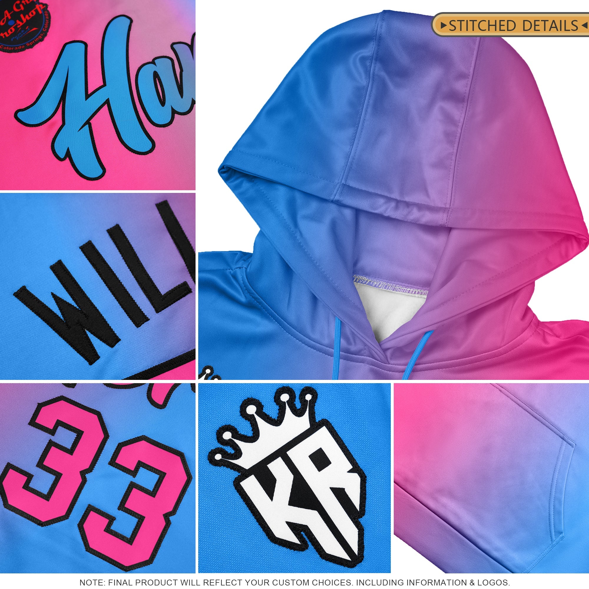 Custom Pink Gradient Fashion Pullover Sweatshirt Hoodie| KXKSHOP