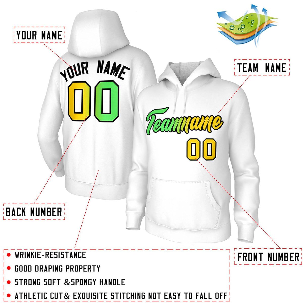 Custom White Gradient Fashion Pullover Sweatshirt Hoodie| KXKSHOP