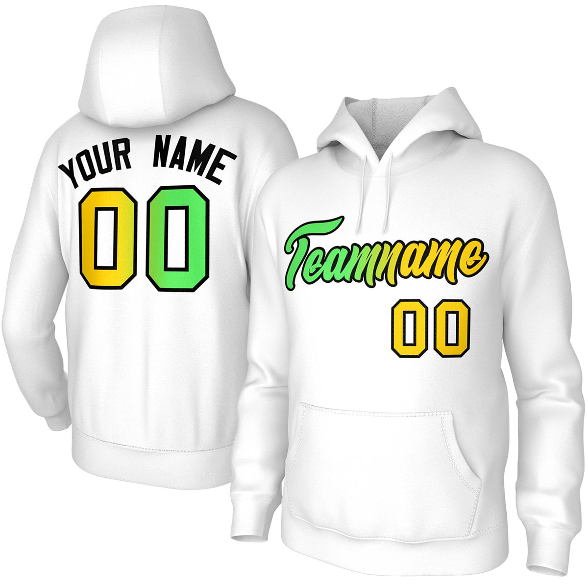 Custom White Gradient Fashion Pullover Sweatshirt Hoodie| KXKSHOP