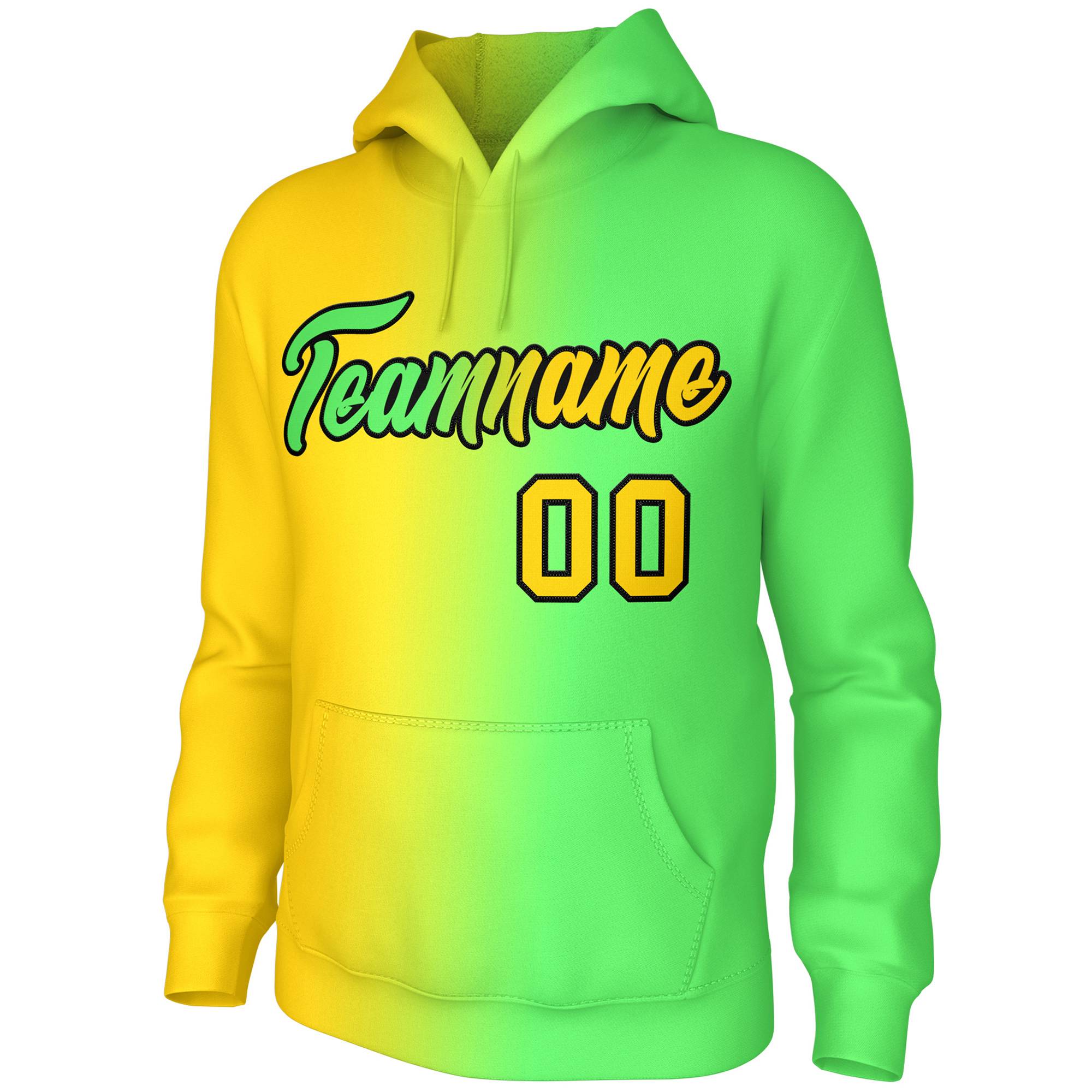Custom Neon Green Gradient Fashion Pullover Sweatshirt Hoodie| KXKSHOP