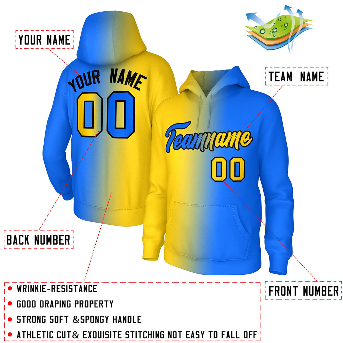 Custom Royal Gold Gradient Fashion Pullover Sweatshirt Hoodie| KXKSHOP