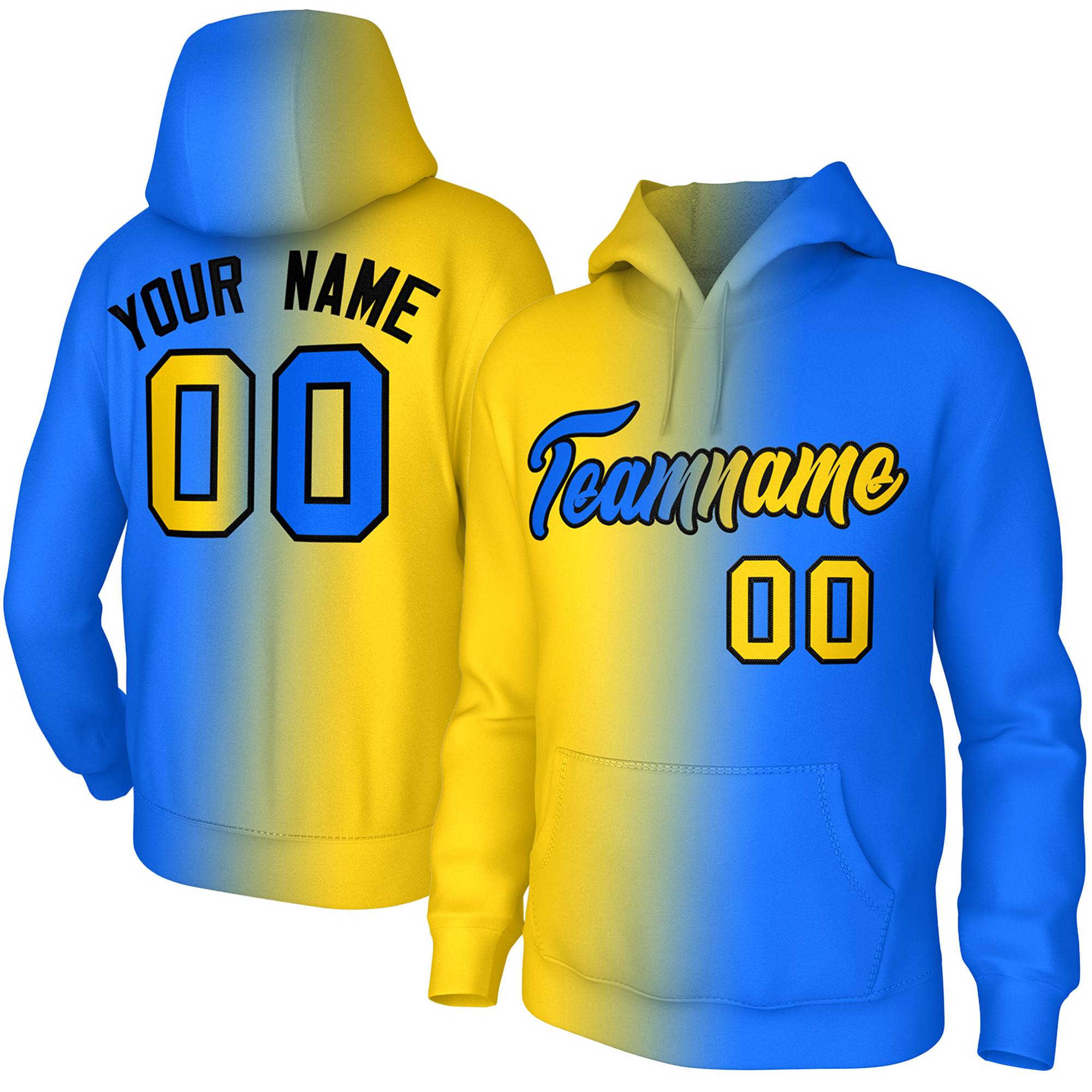Custom Royal Gold Gradient Fashion Pullover Sweatshirt Hoodie| KXKSHOP