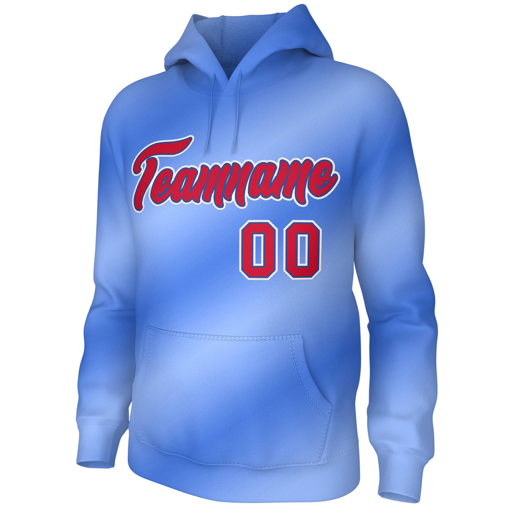Custom Light Blue Gradient Fashion Pullover Sweatshirt Hoodie| KXKSHOP