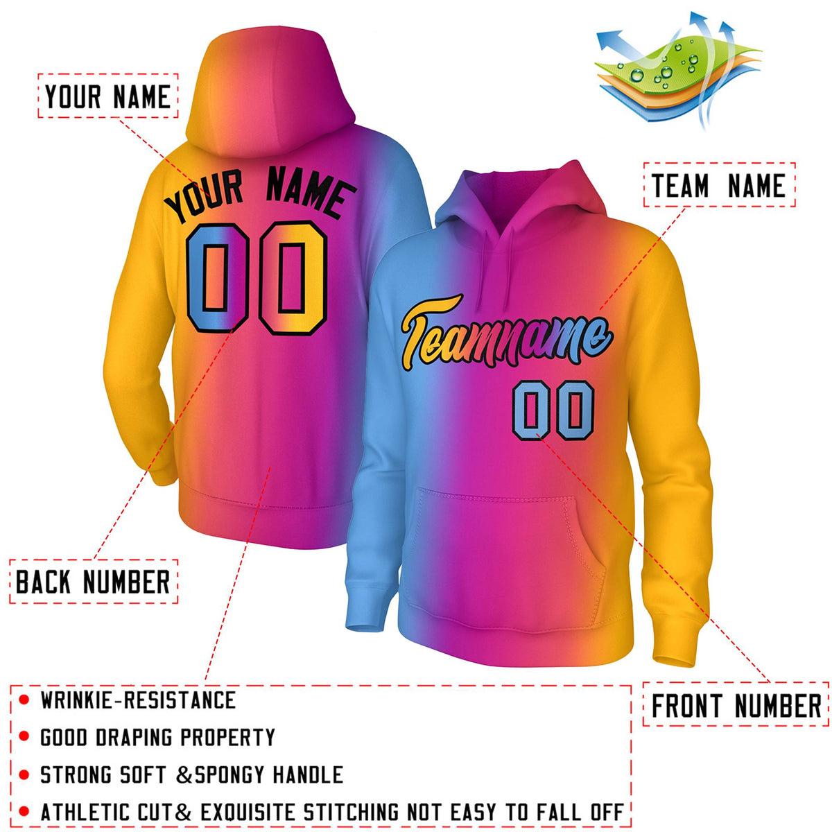 Custom Light Pink Gold Gradient Fashion Pullover Sweatshirt Hoodie| KXKSHOP