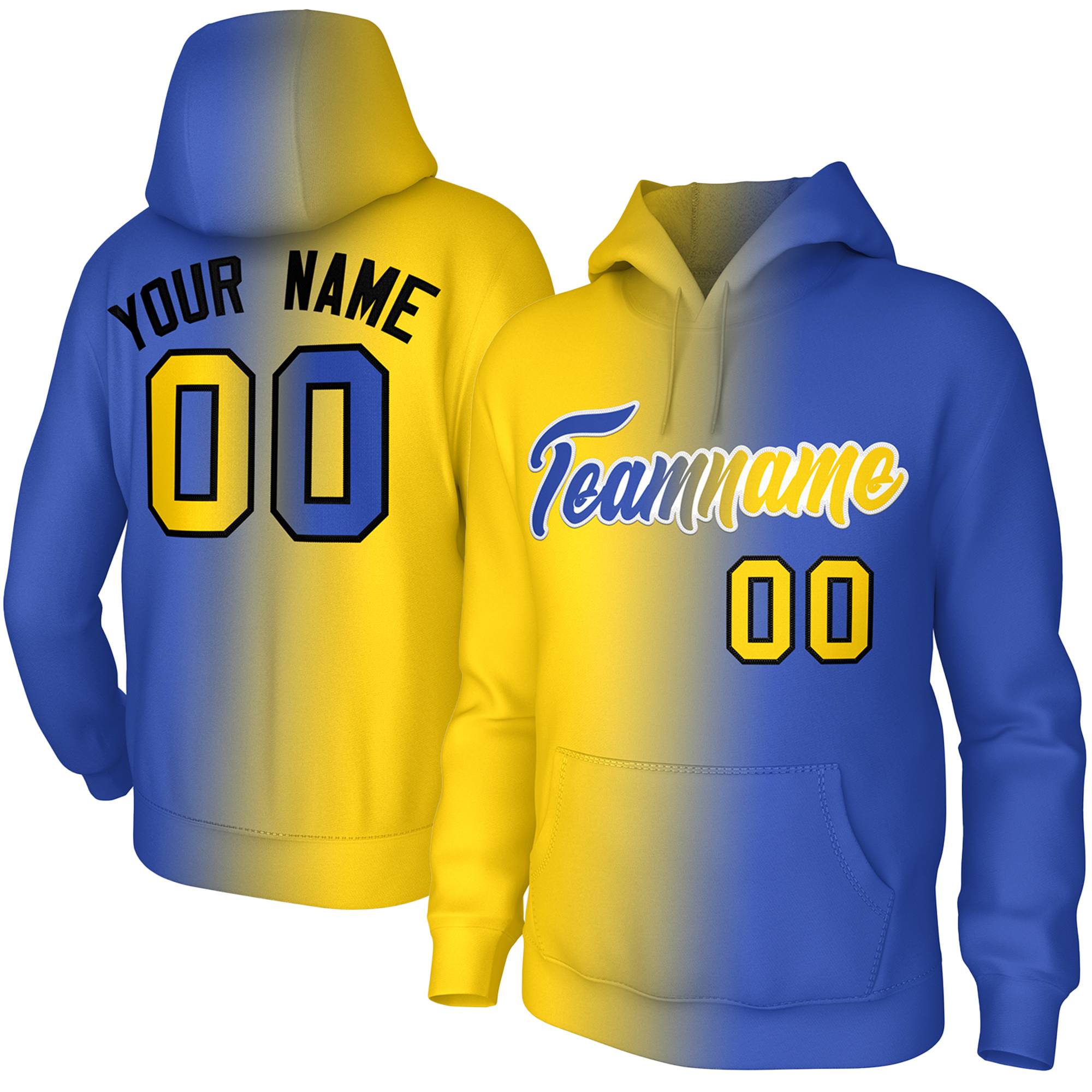 Custom Gold Royal Gradient Fashion Pullover Sweatshirt Hoodie| KXKSHOP