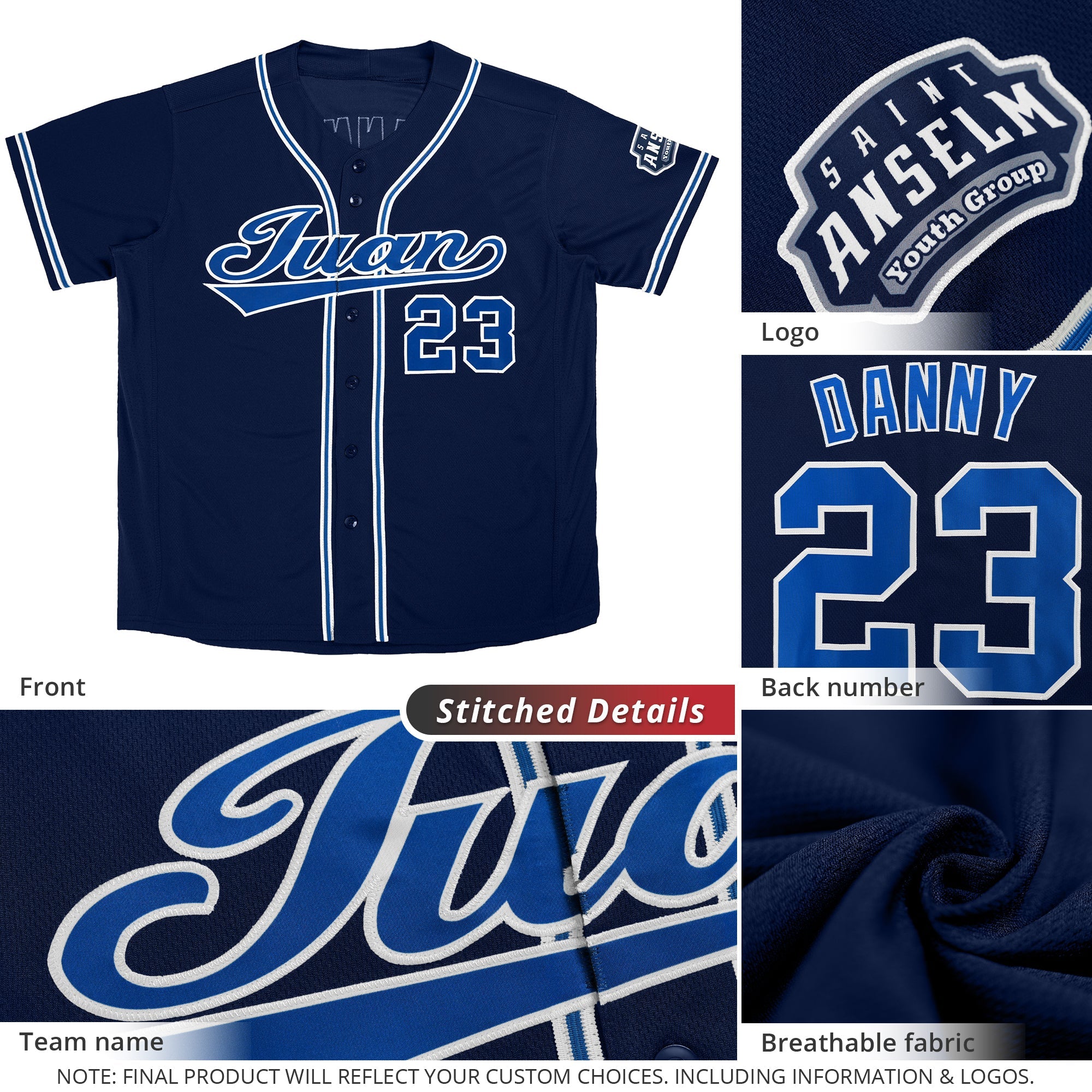 Custom Navy Royal-White Classic Style Baseball Jersey For Women