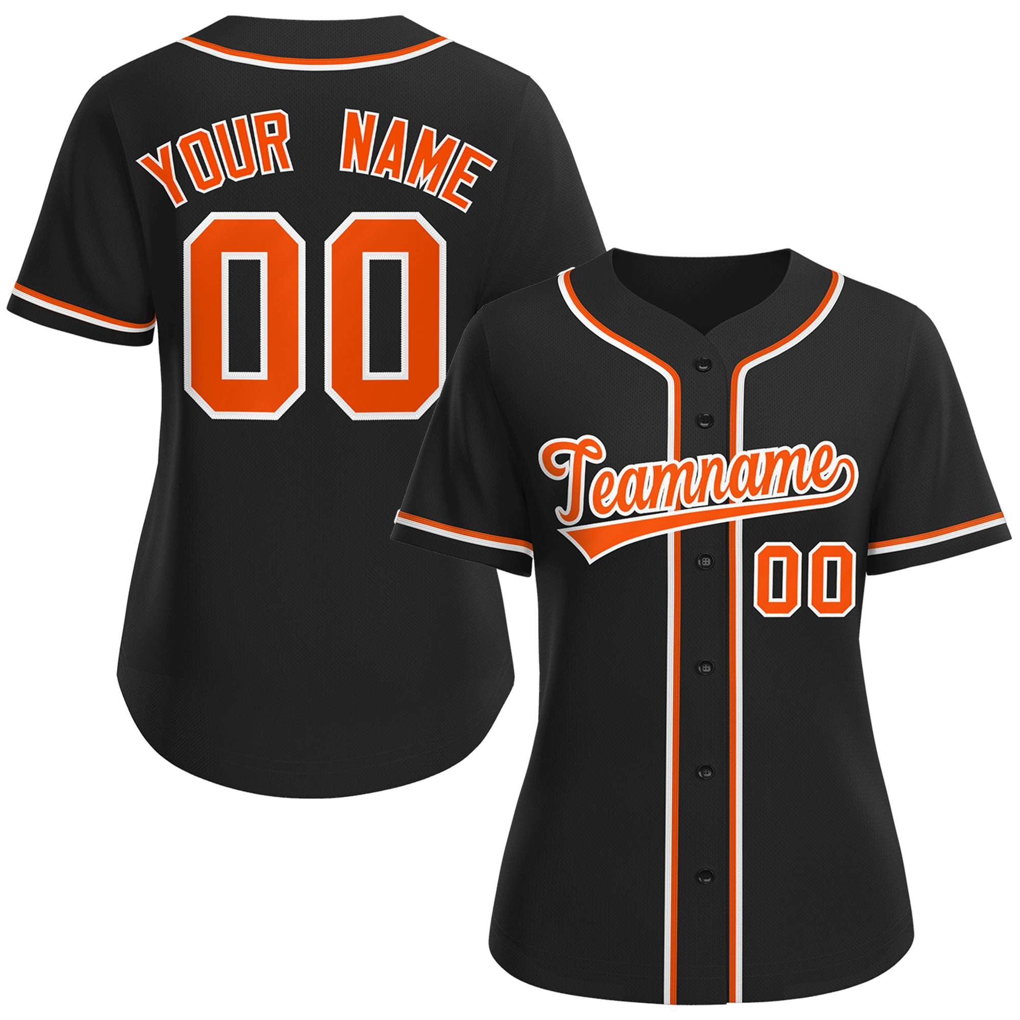 Custom Black Orange-White Classic Style Baseball Jersey For Women|KXKSHOP