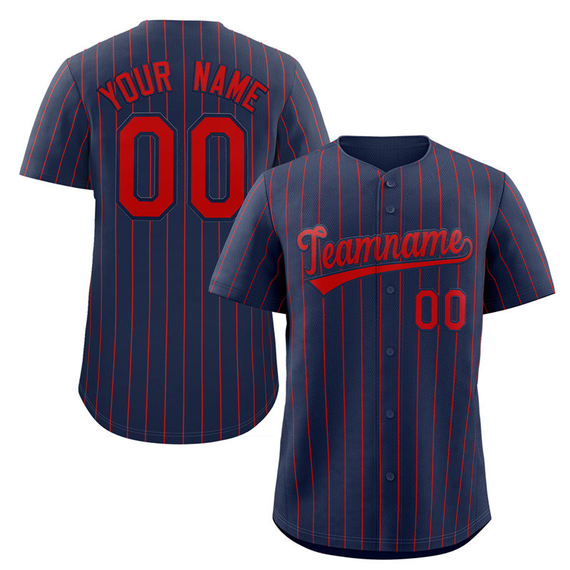 Maillot de baseball authentique à rayures bleu marine et rouges