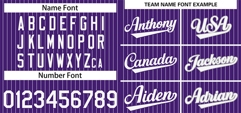 Maillot de baseball authentique à rayures violettes et blanches personnalisées