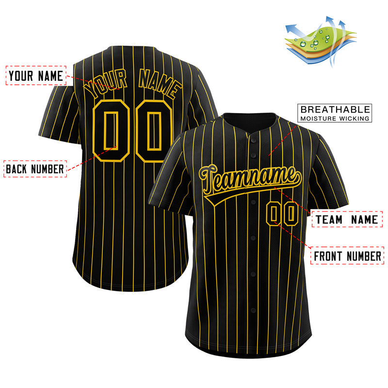 Custom Black Yellow Stripe Fashion Authentic Baseball Jersey