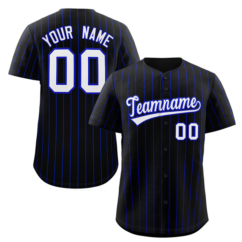 Maillot de baseball authentique à rayures noires, blanches et royales