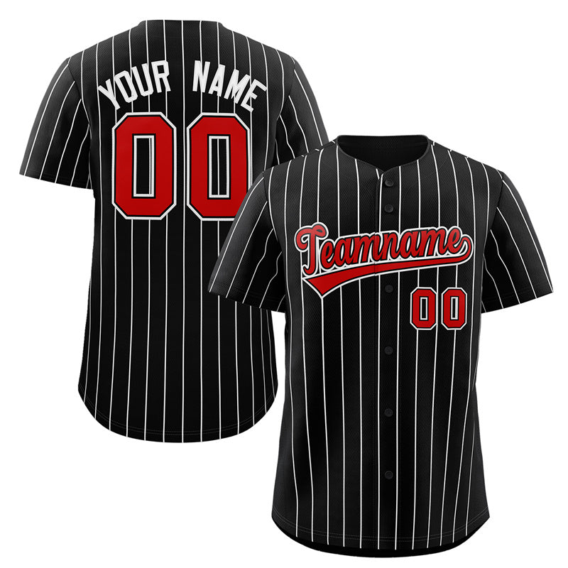 Maillot de baseball authentique à rayures noires, rouges et blanches