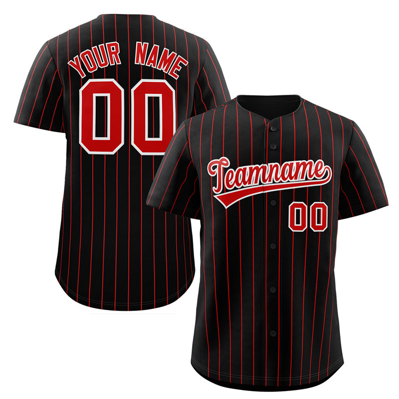 Maillot de baseball authentique à rayures noires, rouges et blanches
