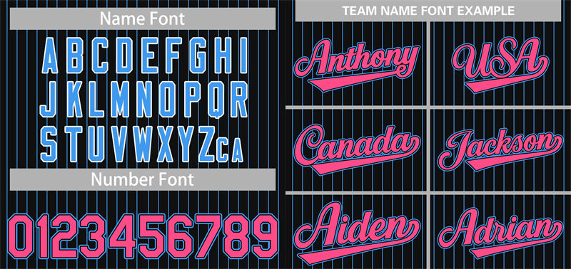 Maillot de baseball authentique à rayures noires, roses et bleues poudrées