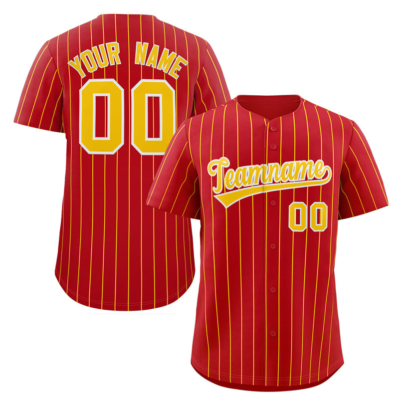 Maillot de baseball authentique à rayures rouges, dorées et blanches