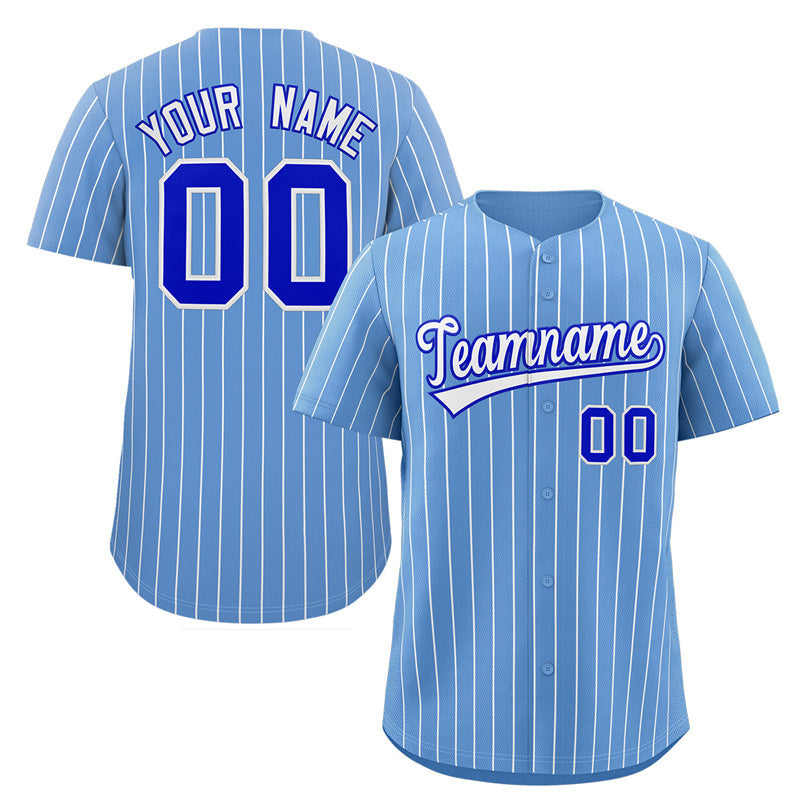 Benutzerdefinierte Hellblau Weiß-Royal Streifen Mode Authentische Baseball Jersey