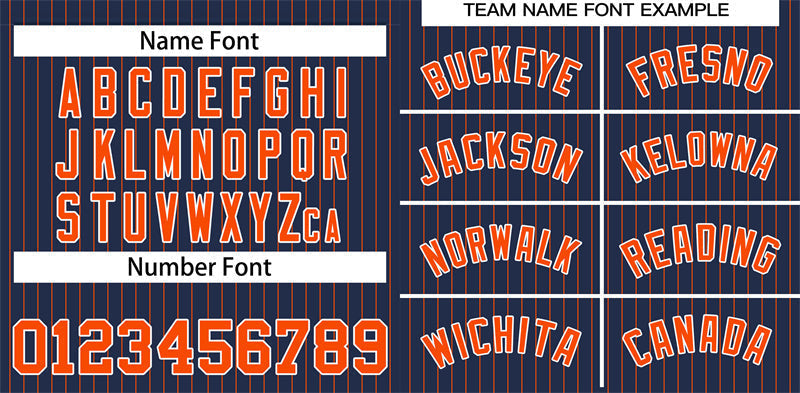 Benutzerdefinierte Marineblau Orange-Weiß Streifen Mode Authentische Baseball Jersey