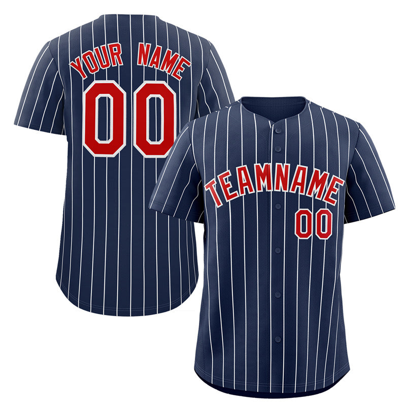 Maillot de baseball authentique à rayures bleu marine, rouge et blanc
