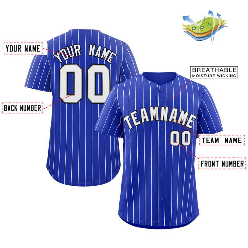 Maillot de baseball authentique à rayures blanches et noires, personnalisé et tendance