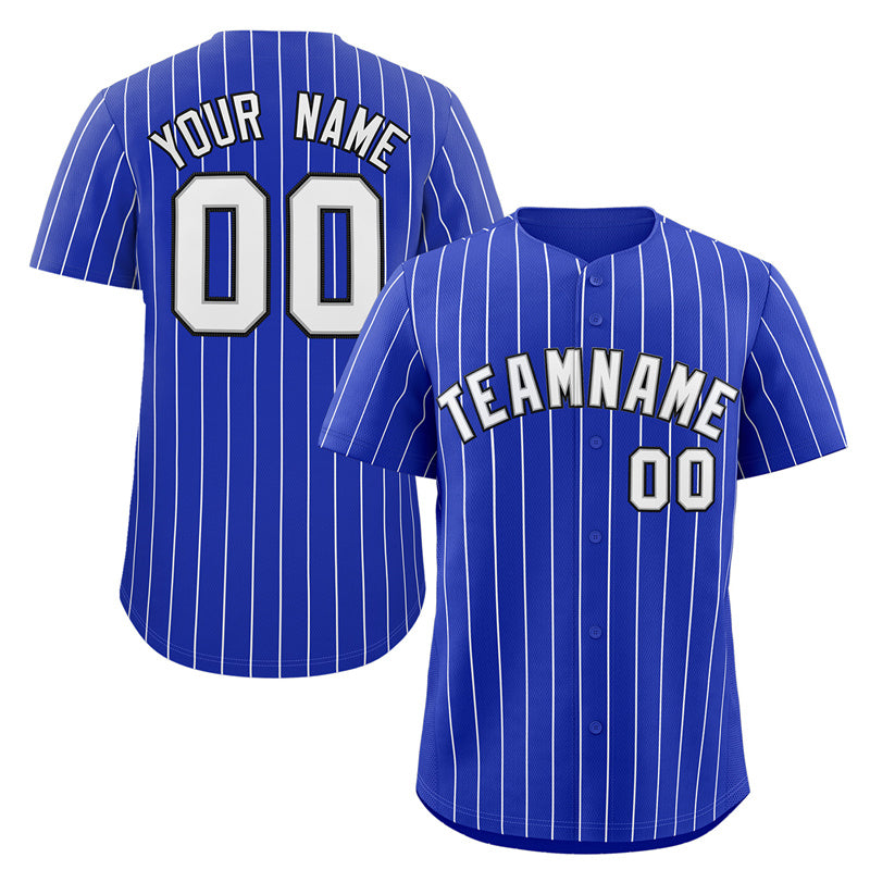 Custom Royal White-Black Stripe Fashion Authentic Baseball Jersey