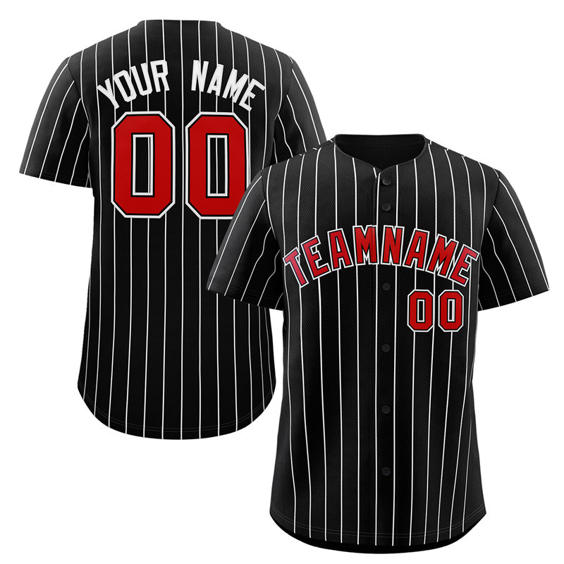 Maillot de baseball authentique à rayures noires, rouges et blanches