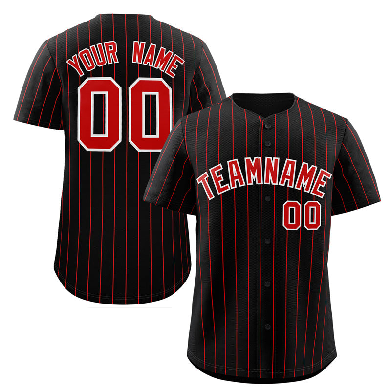 Maillot de baseball authentique à rayures noires, rouges et blanches