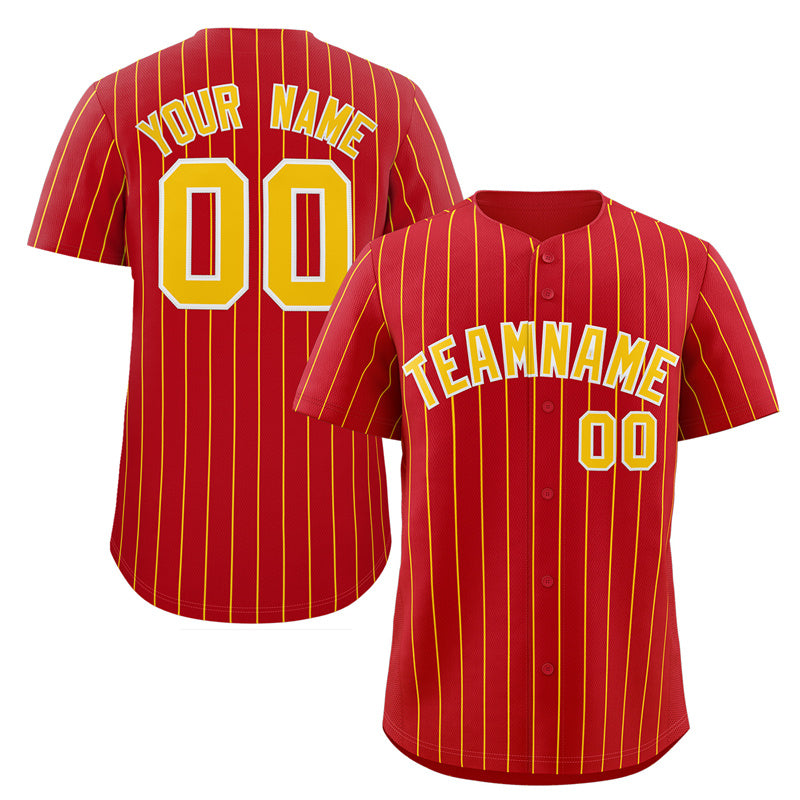 Maillot de baseball authentique à rayures rouges, dorées et blanches