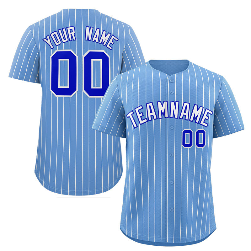 Benutzerdefinierte Hellblau Weiß-Royal Streifen Mode Authentische Baseball Jersey