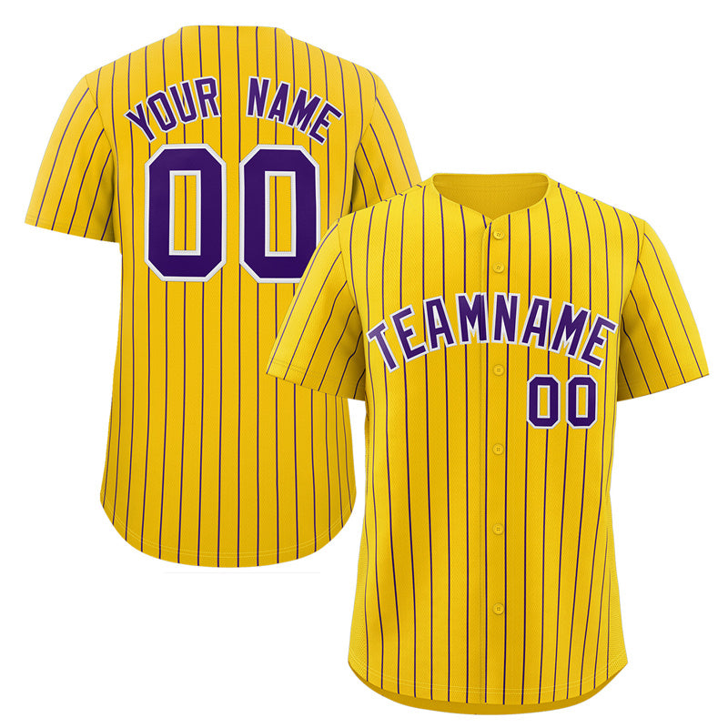 Custom Yellow Purple-White Stripe Fashion Authentic Baseball Jersey