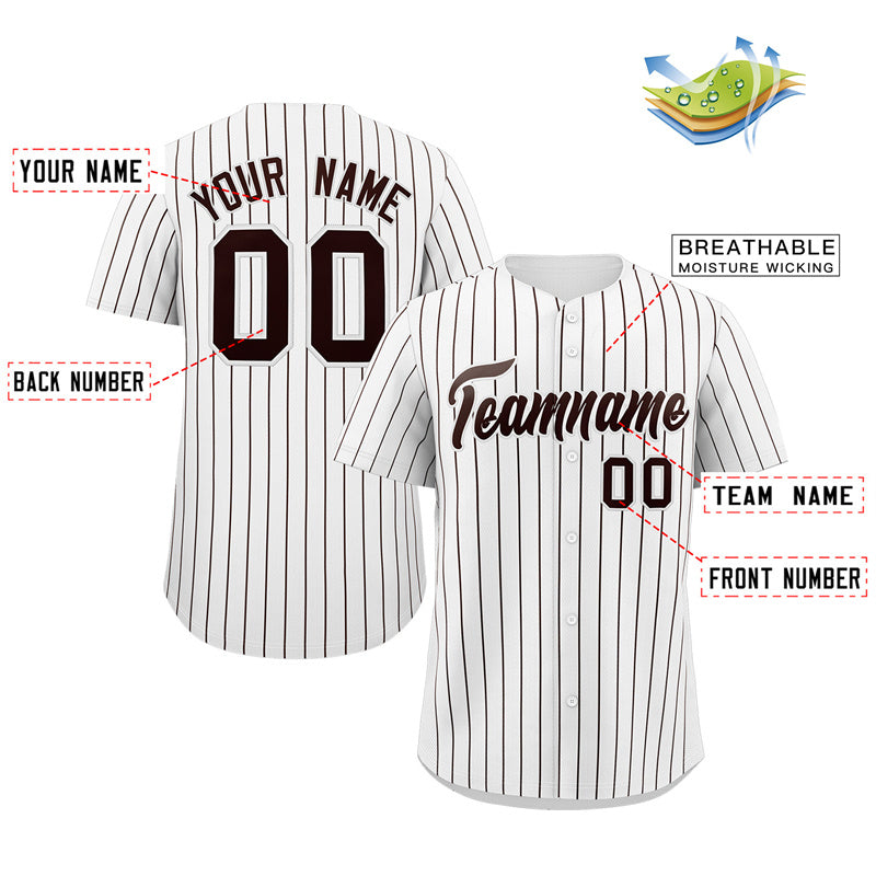 Custom White Brown Stripe Fashion Authentic Baseball Jersey