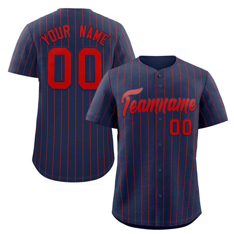 Maillot de baseball authentique à rayures bleu marine et rouges