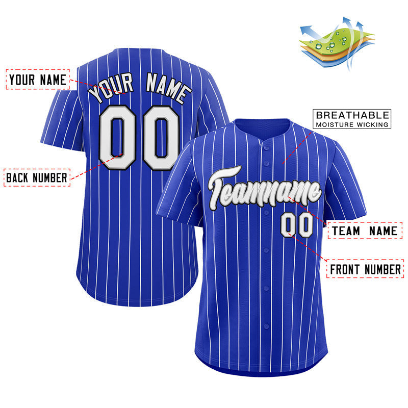 Maillot de baseball authentique à rayures blanches et noires, personnalisé et tendance