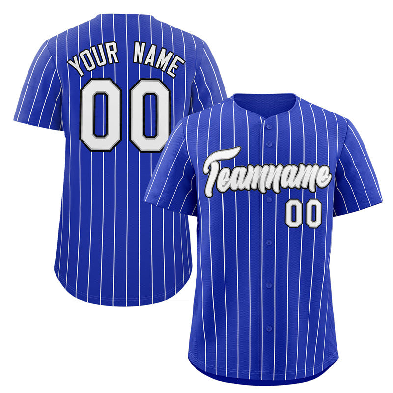 Custom Royal White-Black Stripe Fashion Authentic Baseball Jersey