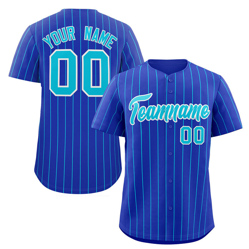 Maillot de baseball authentique à rayures Royal Aqua-White personnalisé