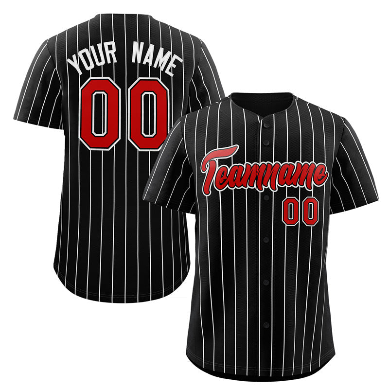 Maillot de baseball authentique à rayures noires, rouges et blanches
