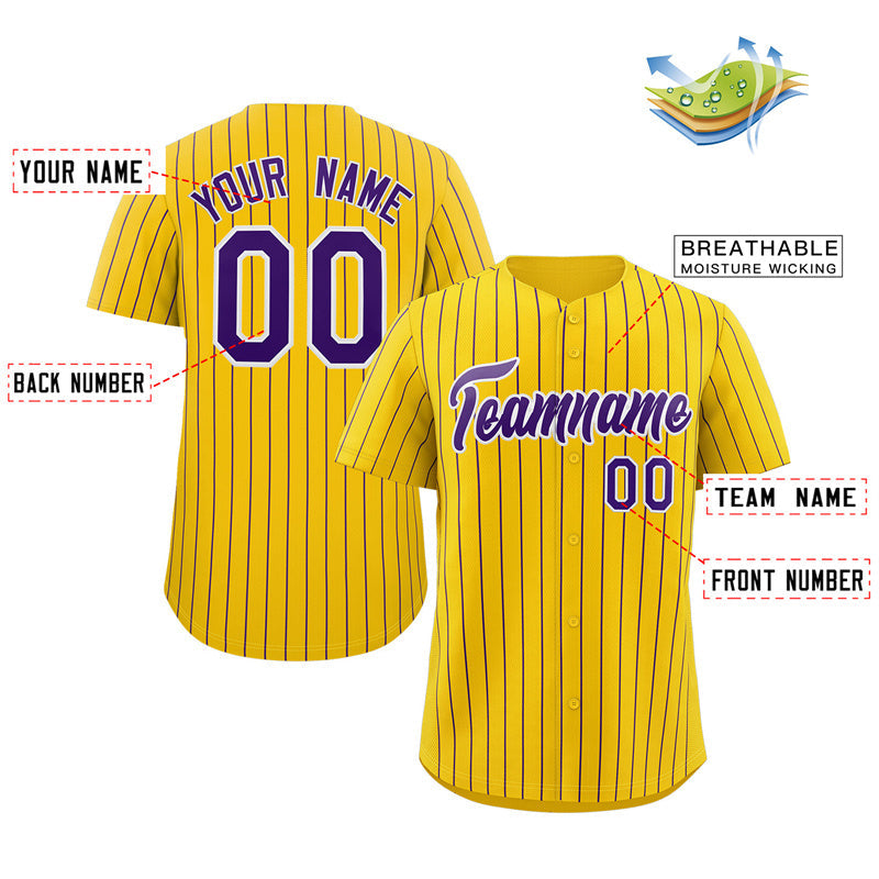 Custom Yellow Purple-White Stripe Fashion Authentic Baseball Jersey