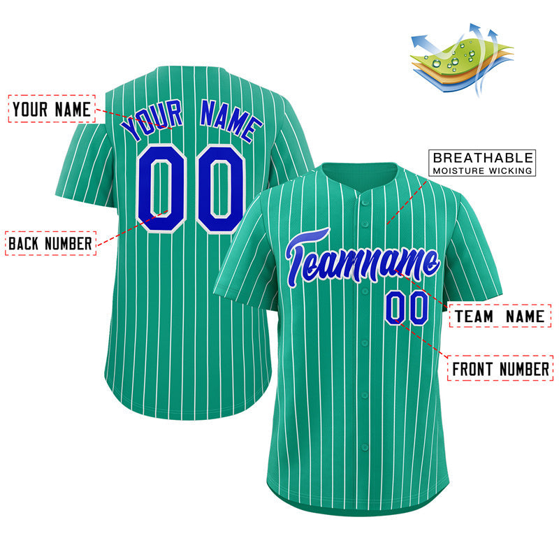 Custom Teal Royal-White Stripe Fashion Authentic Baseball Jersey