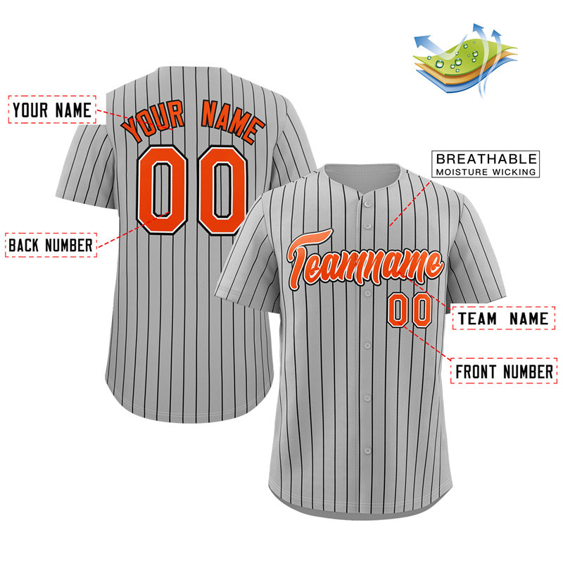 Custom Gray Orange-Black Stripe Fashion Authentic Baseball Jersey